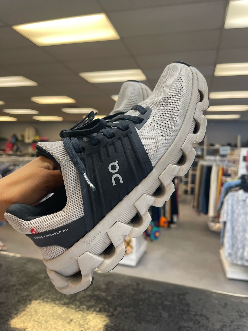On Running Women's Cloud Sneakers in Light Gray and Black - Picture 8 of 12